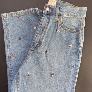 Universal Thread Light Blue Embroidered Straight Leg Jeans